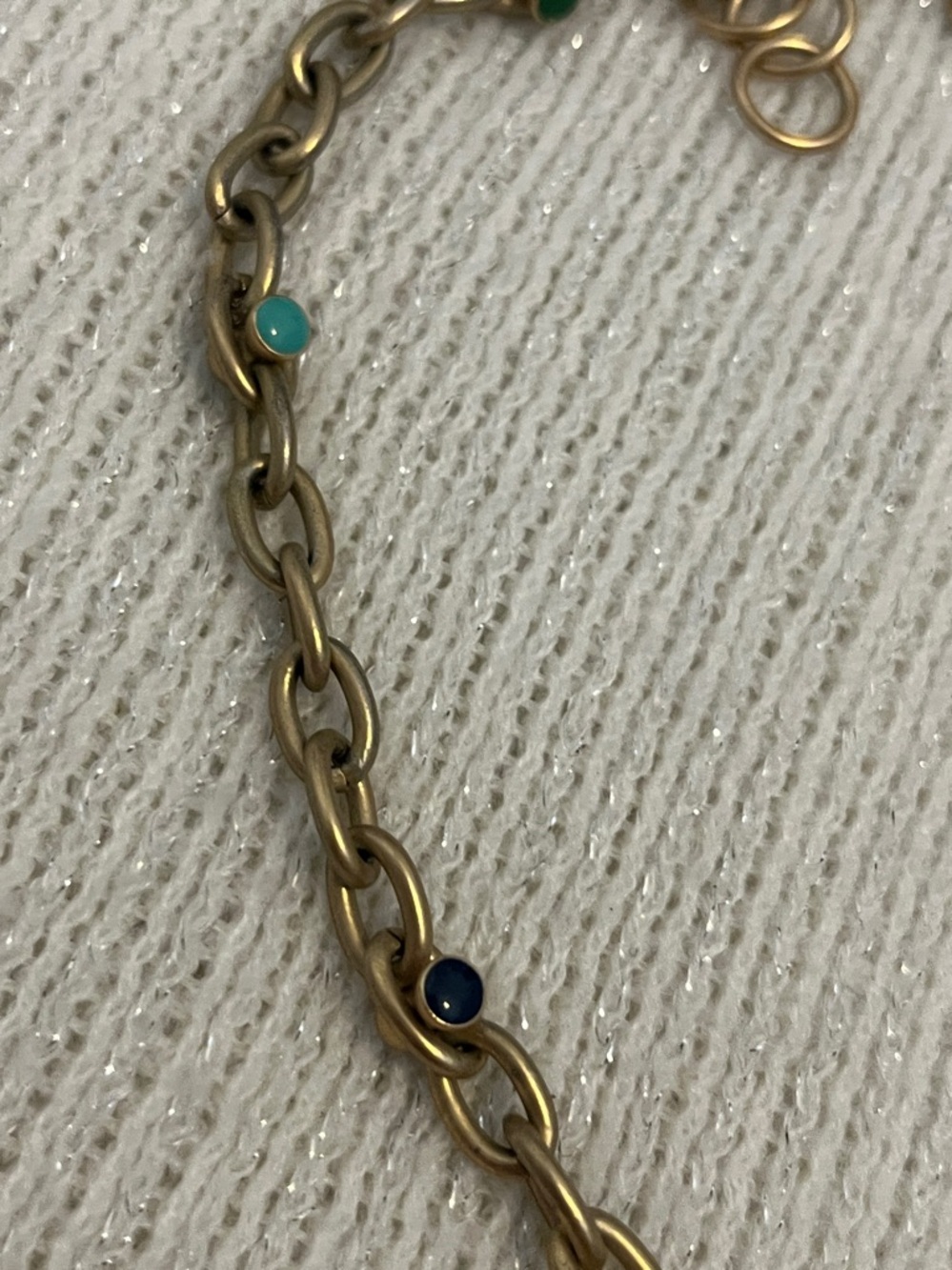 Spartina 449 Gold-Tone Chain Necklace with Green Accents